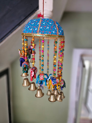 Elephant Dangly Mobile -Colourful beaded decorative item www.karmaripon.co.uk