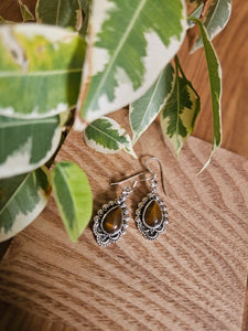 Tiger Eye Drop Earrings www.karmaripon.co.uk
