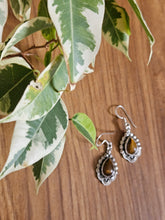 Load image into Gallery viewer, Tiger Eye Drop Earrings www.karmaripon.co.uk