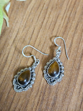 Load image into Gallery viewer, Tiger Eye Drop Earrings www.karmaripon.co.uk