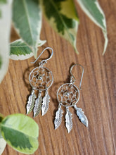 Load image into Gallery viewer, Silver Dreamcatcher Pendant Earrings 925 Silver