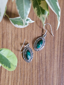 Malachite Earrings set in 925 Silver www.karmaripon.co.uk