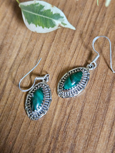 Malachite Earrings set in 925 Silver www.karmaripon.co.uk
