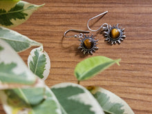 Load image into Gallery viewer, Tiger Eye Sun Pendant Earrings