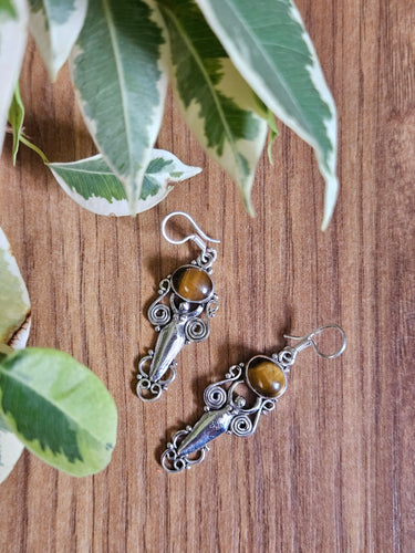 Tiger Eye Drop Earrings www.karmaripon.co.uk