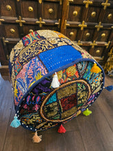 Load image into Gallery viewer, indian patchwork pouffe www.karmaripon.co.uk