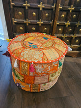 Load image into Gallery viewer, indian patchwork pouffe www.karmaripon.co.uk
