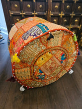 Load image into Gallery viewer, indian patchwork pouffe www.karmaripon.co.uk