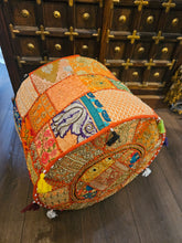 Load image into Gallery viewer, indian patchwork pouffe www.karmaripon.co.uk