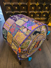 Load image into Gallery viewer, indian patchwork pouffe www.karmaripon.co.uk