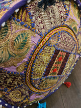 Load image into Gallery viewer, indian patchwork pouffe www.karmaripon.co.uk