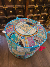 Load image into Gallery viewer, indian patchwork pouffe www.karmaripon.co.uk