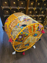 Load image into Gallery viewer, indian patchwork pouffe www.karmaripon.co.uk