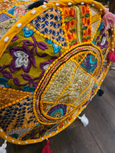 Load image into Gallery viewer, indian patchwork pouffe www.karmaripon.co.uk