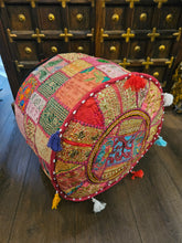 Load image into Gallery viewer, Pink Indian Pouffe