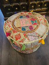 Load image into Gallery viewer, indian patchwork pouffe www.karmaripon.co.uk