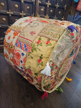 Load image into Gallery viewer, indian patchwork pouffe www.karmaripon.co.uk
