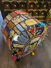 Load image into Gallery viewer, indian patchwork pouffe www.karmaripon.co.uk