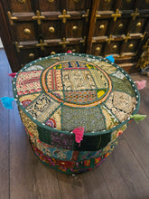 Load image into Gallery viewer, indian patchwork pouffe www.karmaripon.co.uk