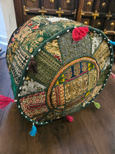 Load image into Gallery viewer, indian patchwork pouffe www.karmaripon.co.uk