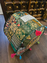 Load image into Gallery viewer, indian patchwork pouffe www.karmaripon.co.uk