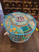 Load image into Gallery viewer, indian patchwork pouffe www.karmaripon.co.uk