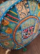 Load image into Gallery viewer, indian patchwork pouffe www.karmaripon.co.uk