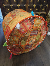Load image into Gallery viewer, indian patchwork pouffe www.karmaripon.co.uk