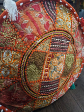 Load image into Gallery viewer, indian patchwork pouffe www.karmaripon.co.uk