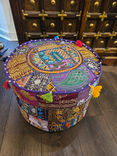 Load image into Gallery viewer, Purple Indian Pouffe