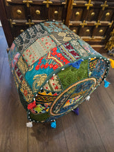Load image into Gallery viewer, indian patchwork pouffe www.karmaripon.co.uk