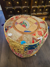 Load image into Gallery viewer, Beige Indian Pouffe