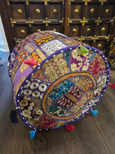Load image into Gallery viewer, indian patchwork pouffe www.karmaripon.co.uk