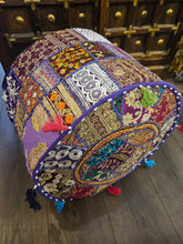 Load image into Gallery viewer, indian patchwork pouffe www.karmaripon.co.uk
