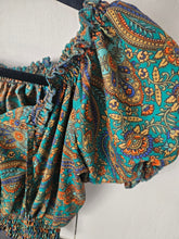 Load image into Gallery viewer, Repurposed sari Nila crop top www.karmaripon.co.uk