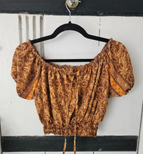 Load image into Gallery viewer, Repurposed sari Nila crop top www.karmaripon.co.uk