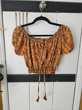 Load image into Gallery viewer, Repurposed sari Nila crop top www.karmaripon.co.uk