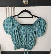 Load image into Gallery viewer, Repurposed sari Nila crop top www.karmaripon.co.uk