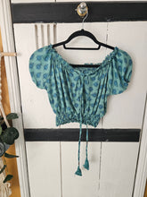 Load image into Gallery viewer, Repurposed sari Nila crop top www.karmaripon.co.uk