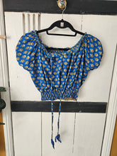 Load image into Gallery viewer, Repurposed sari Nila crop top www.karmaripon.co.uk