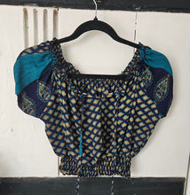 Load image into Gallery viewer, Repurposed sari Nila crop top www.karmaripon.co.uk