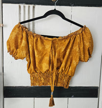 Load image into Gallery viewer, Repurposed sari Nila crop top www.karmaripon.co.uk