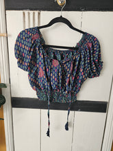 Load image into Gallery viewer, Repurposed sari Nila crop top www.karmaripon.co.uk