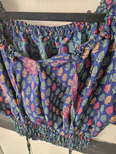 Load image into Gallery viewer, Repurposed sari Nila crop top www.karmaripon.co.uk