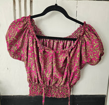 Load image into Gallery viewer, Repurposed sari Nila crop top www.karmaripon.co.uk