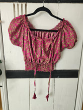 Load image into Gallery viewer, Repurposed sari Nila crop top www.karmaripon.co.uk