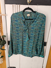 Load image into Gallery viewer, Repurposed Sari Long Sleeved Tasselled Top www.karmaripon.co.uk