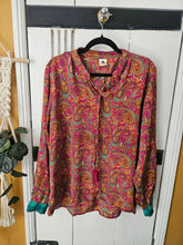 Load image into Gallery viewer, repurposed sari long sleeved shirt www.karmaripon.co.uk