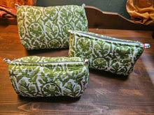 Load image into Gallery viewer, Green Kantha Makeup Bags