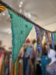 Repurposed Sari Bunting www.karmaripon.co.uk